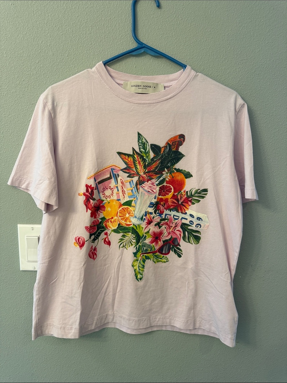 GOLDEN GOOSE Women’s Floral-Print Short-Sleeved T-Shirt In Violet Size Medium